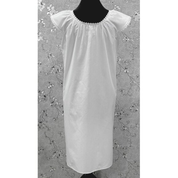 SoieRose 100% Cotton Victorian Nightgown – White with Subtle Blue Dots -SR-1203 - Picture 9 of 10